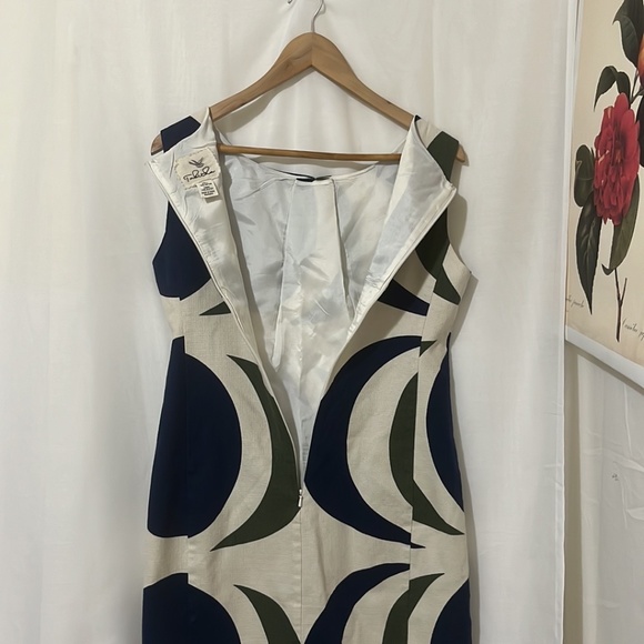 Tabatha 100% Cotton Cream and Navy Blue Sleeveless Dress a183 - Picture 4 of 4